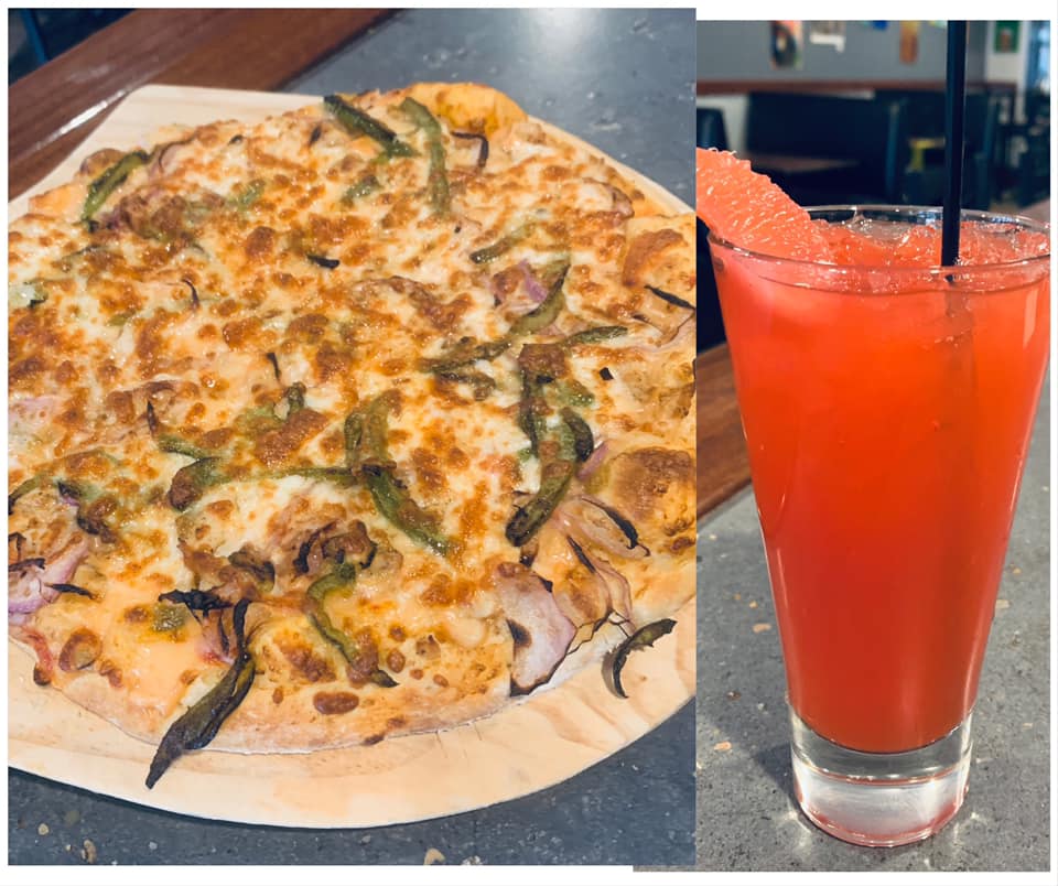 We have the chicken fajita pizza and the fall breezy cocktail this week!￼